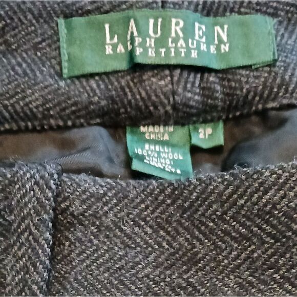 Lauren Ralph Lauren Wool Houndstooth Pants Trousers Charcoal Grey - Picture 10 of 10